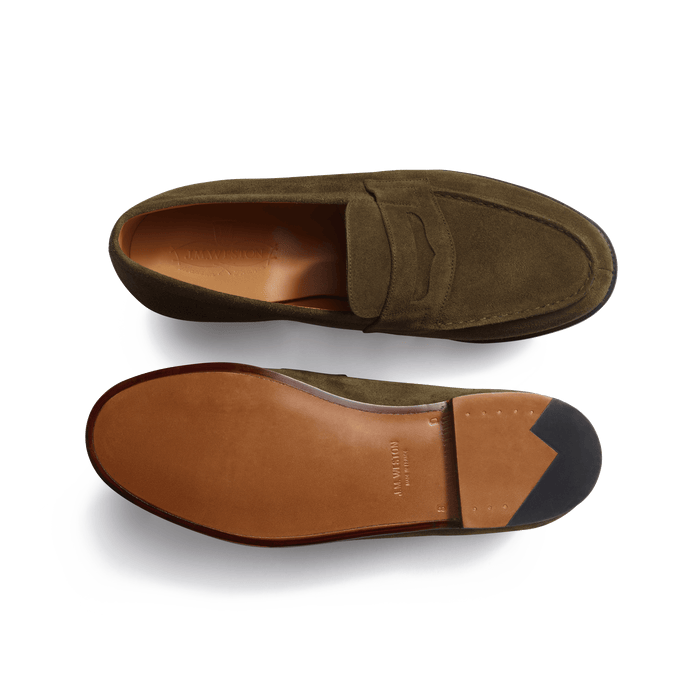 J.m. Weston Mocassin 180 Homme En Cuir Veau Velours Kaki