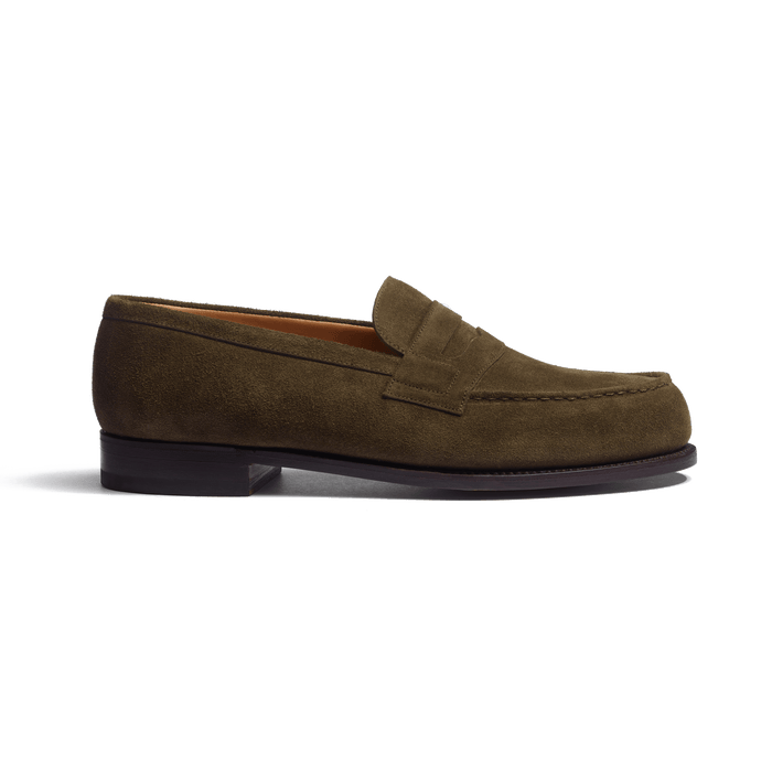 j.m. weston Mocassin 180 homme en cuir veau velours kaki