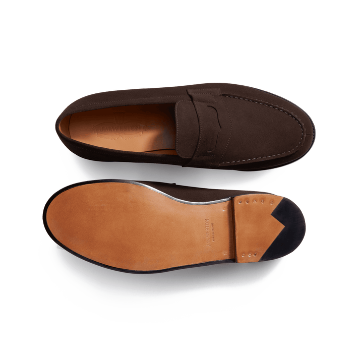 J.m. Weston Mocassin 180 Homme En Cuir Veau Velours Marron