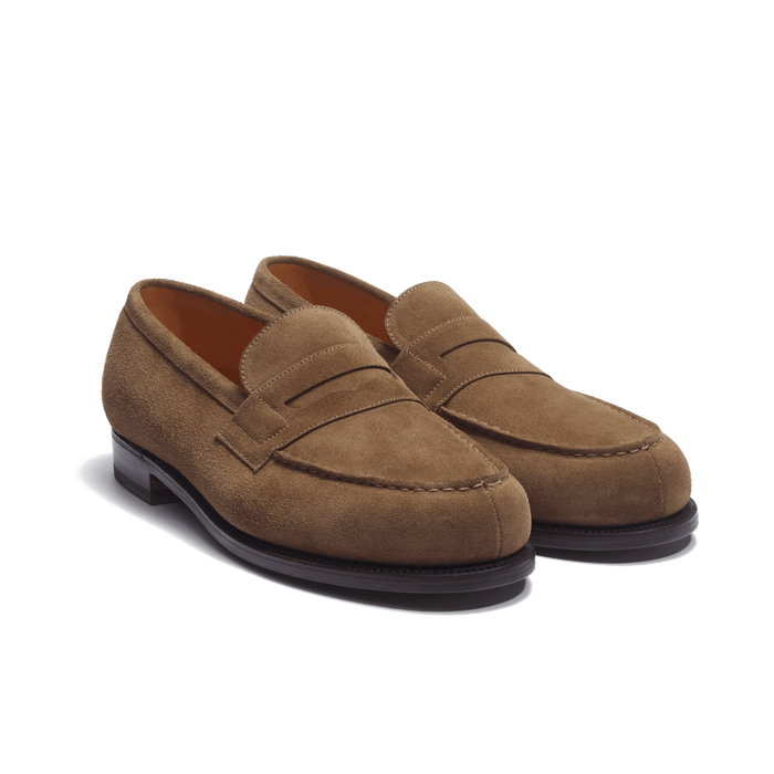 J.m. Weston Mocassin 180 Homme En Cuir Veau Velours Taupe