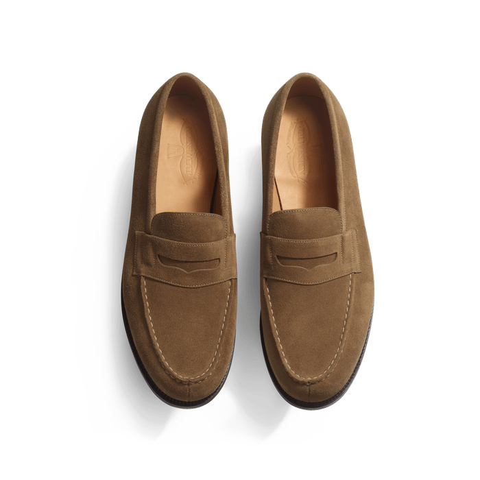 J.m. Weston Mocassin 180 Homme En Cuir Veau Velours Taupe