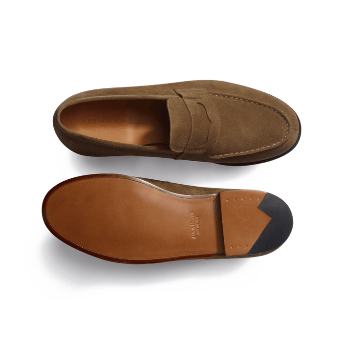 J.m. Weston Mocassin 180 Homme En Cuir Veau Velours Taupe