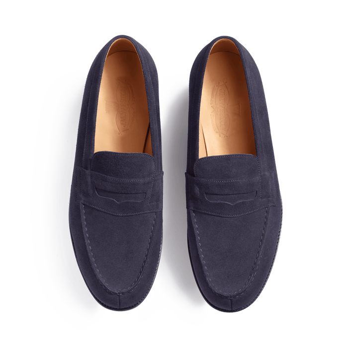J.m. Weston Mocassin 180 Homme En Cuir Velours Bleu Marine Essentiel