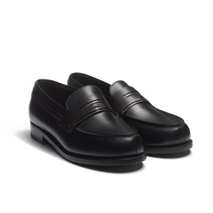 J.m. Weston Mocassin 180 J.M. Weston X Soeur Femme En Cuir Veau Box Noir Et Veau Box Terre D'ombre