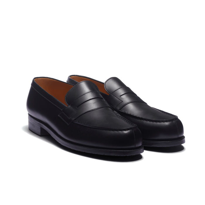 J.m. Weston Mocassin 180 Semelle Gomme Homme En Cuir Veau Box Noir