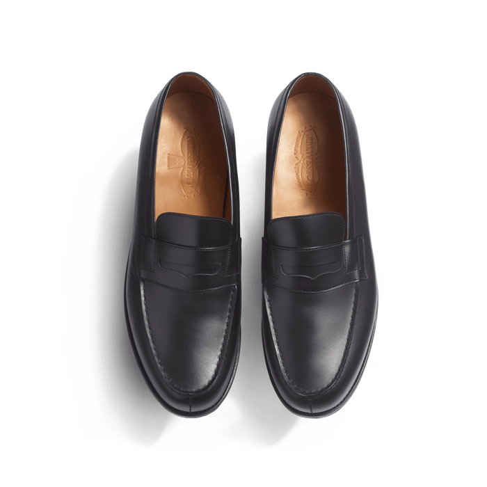 J.m. Weston Mocassin 180 Semelle Gomme Homme En Cuir Veau Box Noir