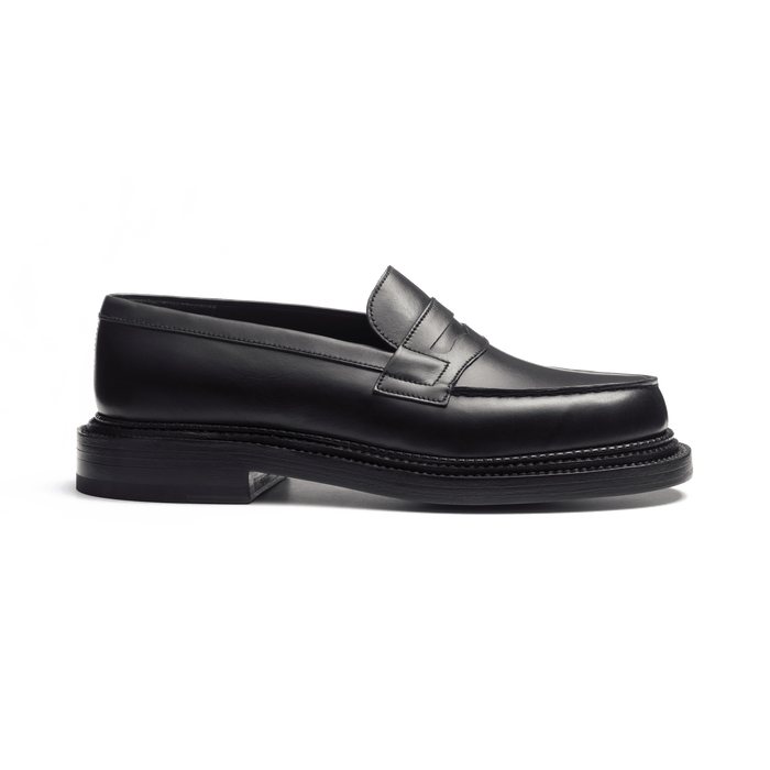 j.m. weston Mocassin 180 Triple semelle femme en cuir lisse noir