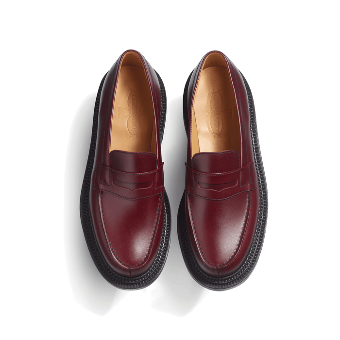 J.m. Weston Mocassin 180 Triple Semelle Femme En Cuir Veau Box Bordeaux Toucan