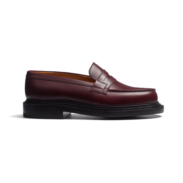 j.m. weston Mocassin 180 Triple semelle femme en cuir veau box bordeaux toucan