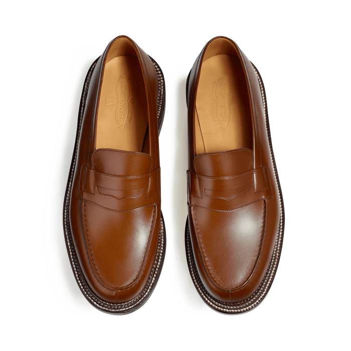 J.m. Weston Mocassin 180 Triple Semelle Homme En Cuir Lisse Marron Bergeronnette