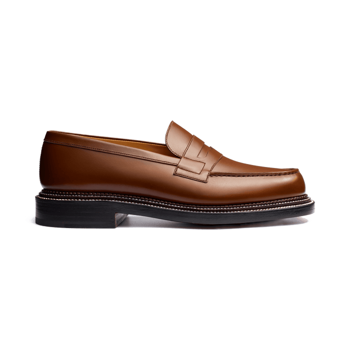 j.m. weston Mocassin 180 Triple semelle homme en cuir lisse marron bergeronnette