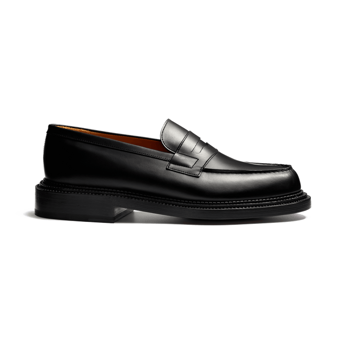 j.m. weston Mocassin 180 Triple semelle homme en cuir lisse noir