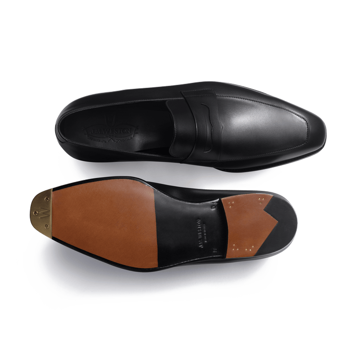 J.m. Weston Mocassin à Bride Fusain Homme En Cuir Veau Box Noir