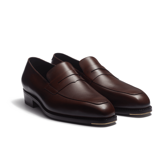 J.m. Weston Mocassin à Bride Fusain Homme En Cuir Veau Box Nuancé Café