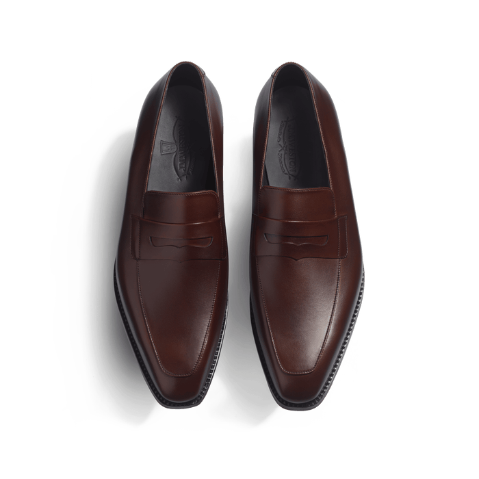 J.m. Weston Mocassin à Bride Fusain Homme En Cuir Veau Box Nuancé Café