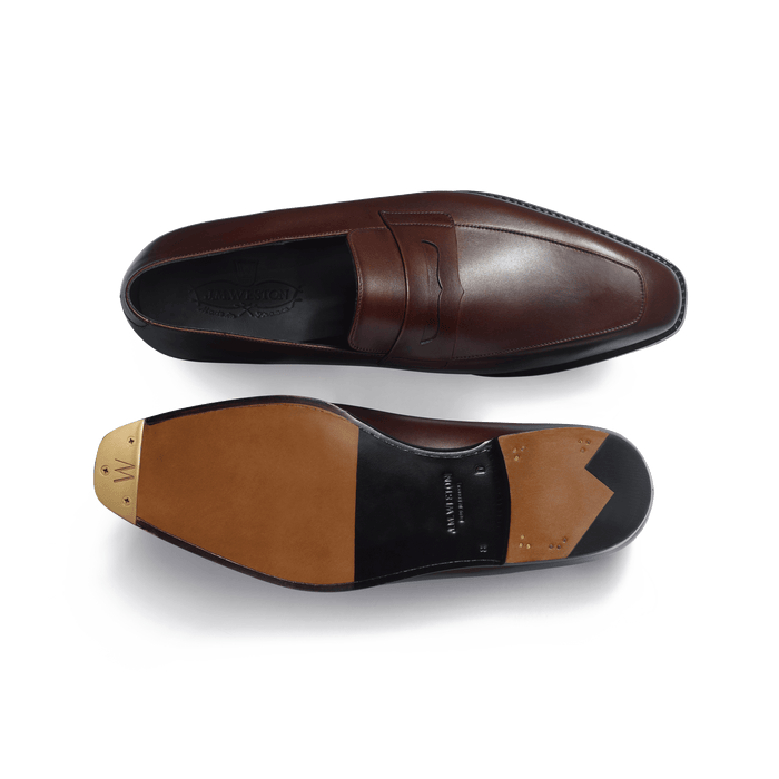 J.m. Weston Mocassin à Bride Fusain Homme En Cuir Veau Box Nuancé Café