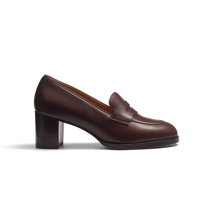 j.m. weston Mocassin à talon en cuir veau lisse bordeaux