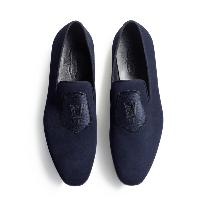 J.m. Weston Mocassin Albi Avec Blason Homme En Velours Bleu