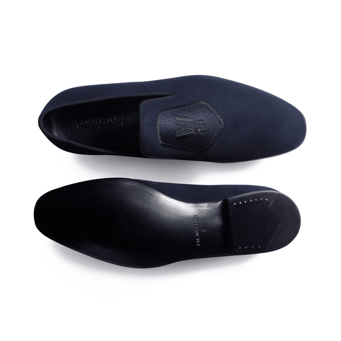 J.m. Weston Mocassin Albi Avec Blason Homme En Velours Bleu