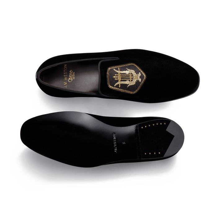 J.m. Weston Mocassin Albi Avec Blason J.M. Weston X Opéra De Paris Homme En Velours Textile Noir