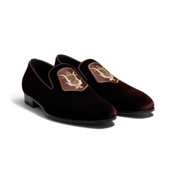 J.m. Weston Mocassin Albi Avec Blason J.M. Weston X Opéra De Paris Homme En Velours Textile Bordeaux Foncé