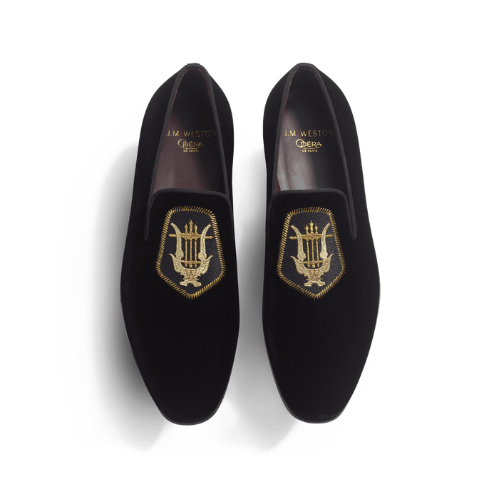 J.m. Weston Mocassin Albi Avec Blason J.M. Weston X Opéra De Paris Homme En Velours Textile Noir