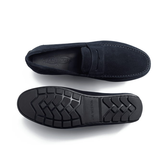 J.m. Weston Mocassin De Conduite à Bride Ajaccio Homme En Velours Bleu