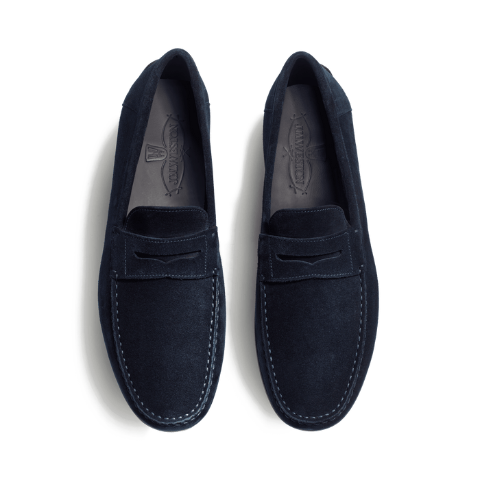 J.m. Weston Mocassin De Conduite à Bride Ajaccio Homme En Velours Bleu