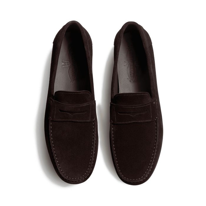 J.m. Weston Mocassin De Conduite à Bride Ajaccio Homme En Velours Marron Mélèze