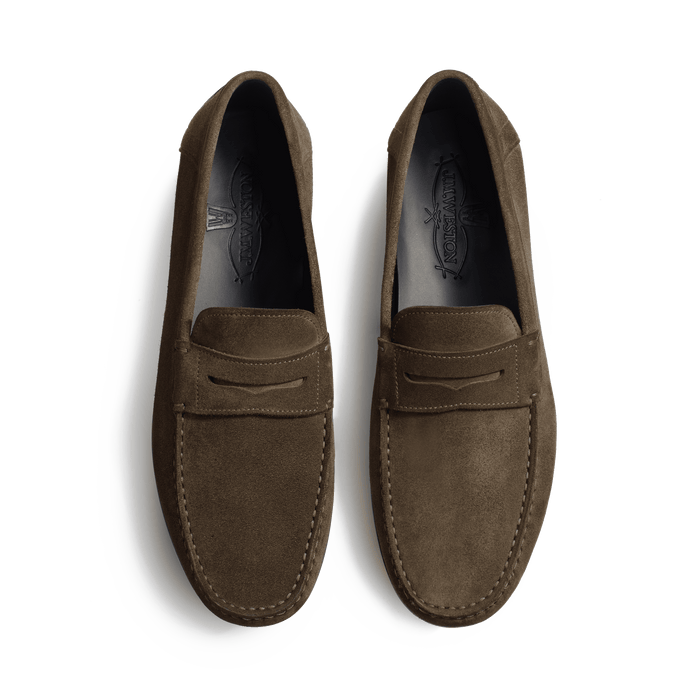 J.m. Weston Mocassin De Conduite à Bride Ajaccio Homme En Velours Kaki