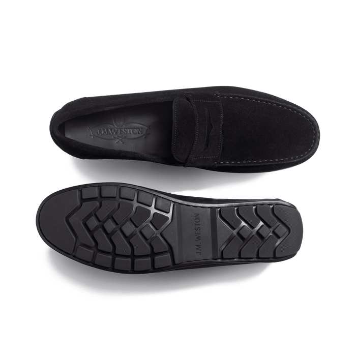 J.m. Weston Mocassin De Conduite à Bride Ajaccio Homme En Velours Noir