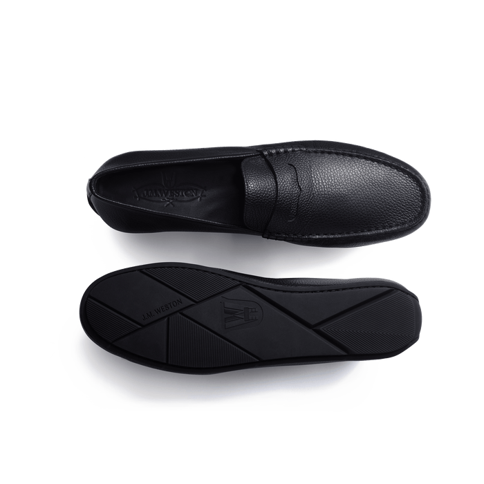 J.m. Weston Mocassin De Conduite Warning Homme En Cuir Veau Grainé Noir