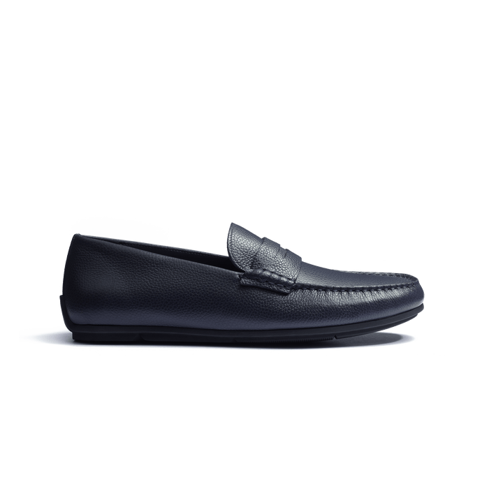 J.m. Weston Mocassin De Conduite Warning Homme En Cuir Veau Grainé Marine