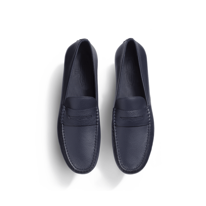 J.m. Weston Mocassin De Conduite Warning Homme En Cuir Veau Grainé Marine