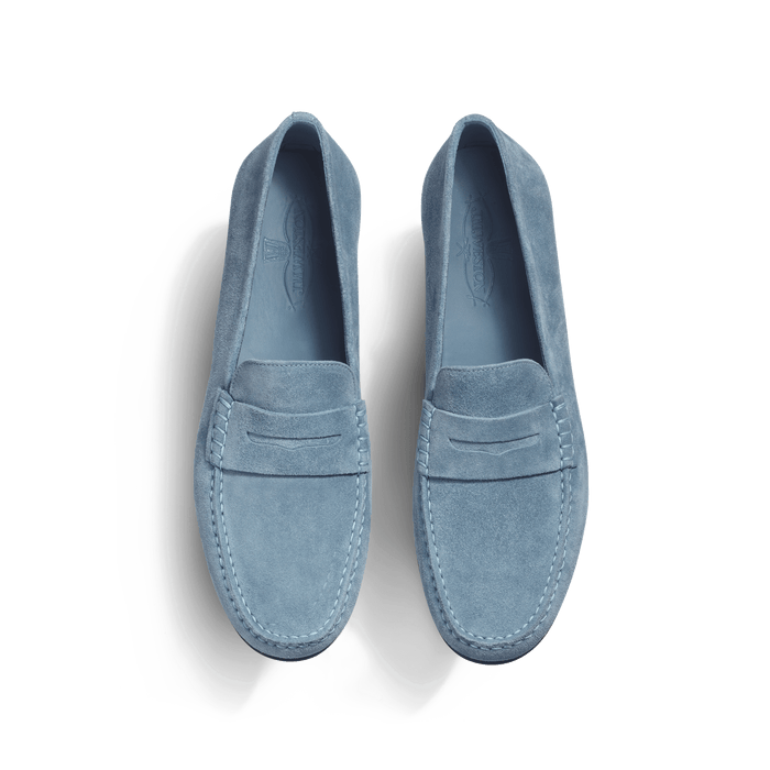 J.m. Weston Mocassin De Conduite Warning Homme En Cuir Veau Velours Bleu Clair
