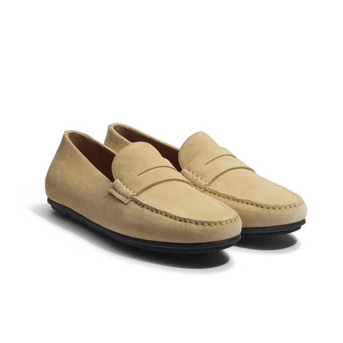 J.m. Weston Mocassin De Conduite Warning Homme En Cuir Veau Velours Beige