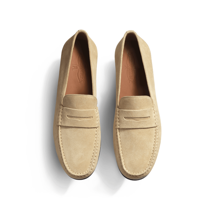 J.m. Weston Mocassin De Conduite Warning Homme En Cuir Veau Velours Beige