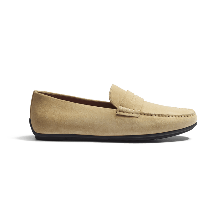 j.m. weston Mocassin de conduite Warning homme en cuir veau velours beige