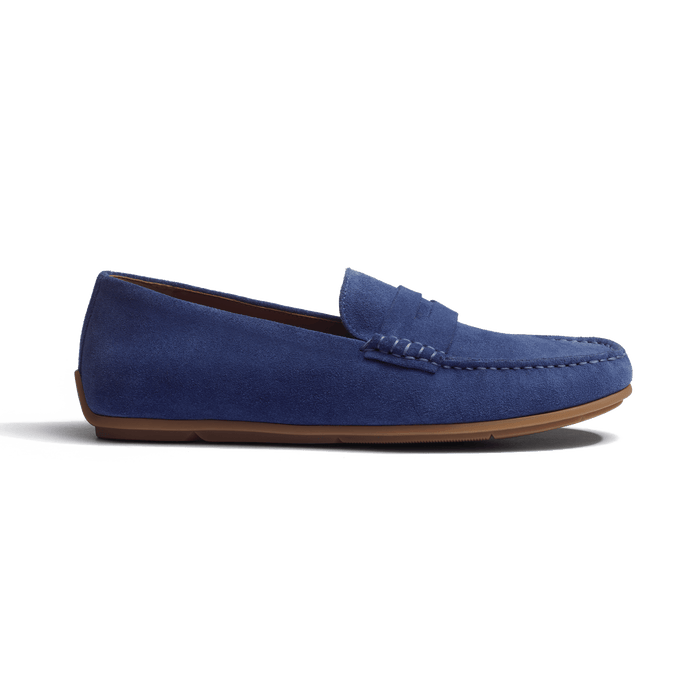 j.m. weston Mocassin de conduite Warning homme en cuir veau velours velours bleu de Limoges