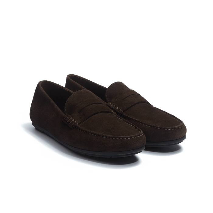 J.m. Weston Mocassin De Conduite Warning Homme En Cuir Veau Velours Marron