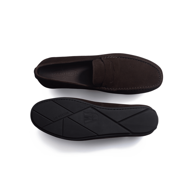 J.m. Weston Mocassin De Conduite Warning Homme En Cuir Veau Velours Marron