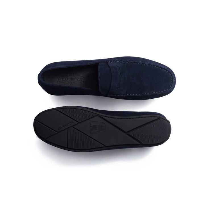 J.m. Weston Mocassin De Conduite Warning Homme En Cuir Veau Velours Marine