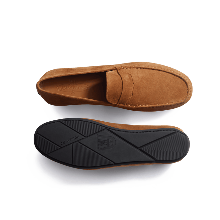 J.m. Weston Mocassin De Conduite Warning Homme En Cuir Veau Velours Beachnut