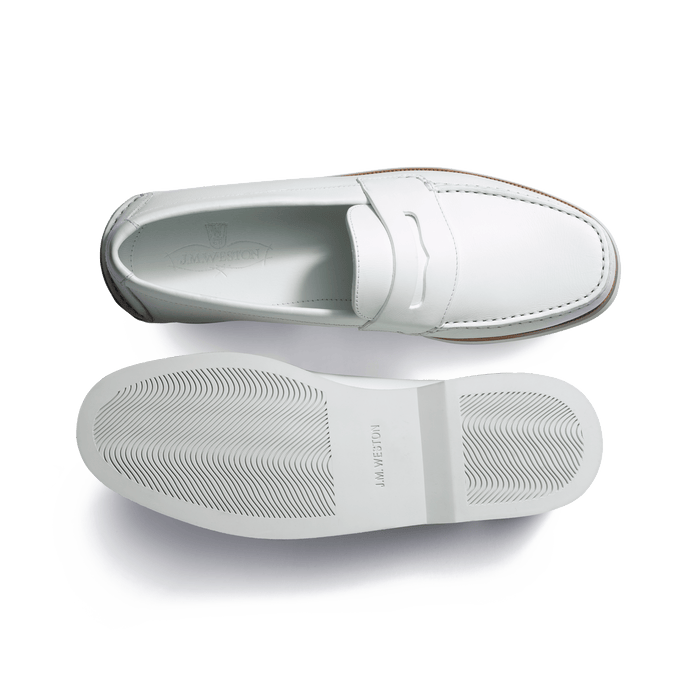 J.m. Weston Mocassin DoubleVent Homme En Cuir Veau Lisse Déperlant Blanc