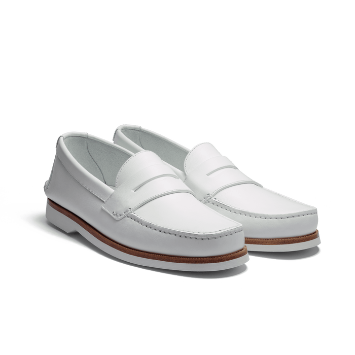 J.m. Weston Mocassin DoubleVent Homme En Cuir Veau Lisse Déperlant Blanc