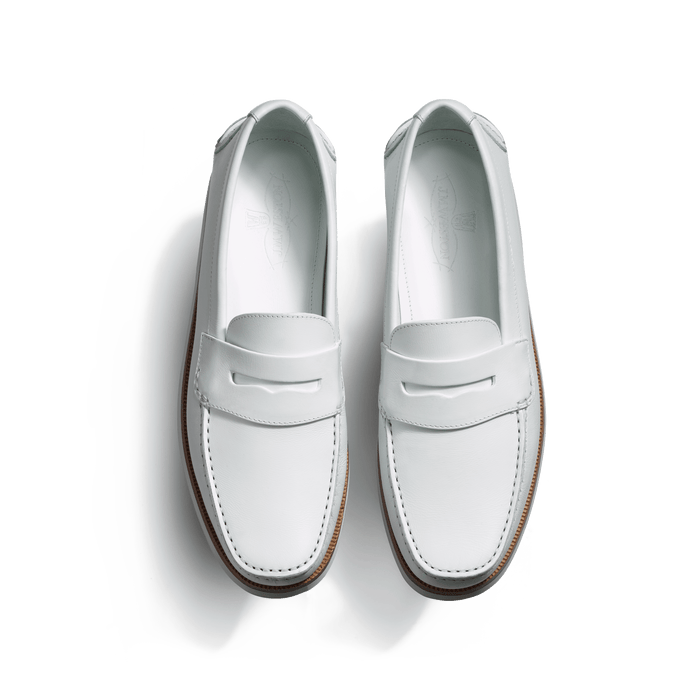 J.m. Weston Mocassin DoubleVent Homme En Cuir Veau Lisse Déperlant Blanc
