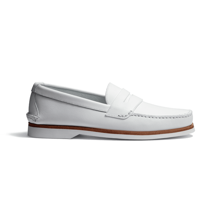 j.m. weston Mocassin DoubleVent homme en cuir veau lisse déperlant blanc