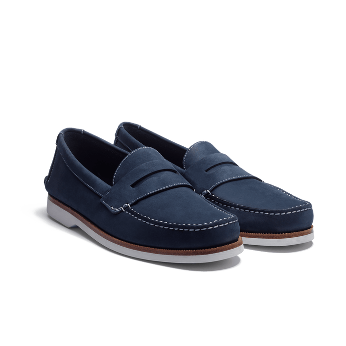 J.m. Weston Mocassin DoubleVent Homme En Nubuck Déperlant Marine