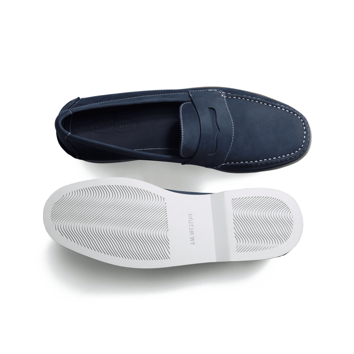 J.m. Weston Mocassin DoubleVent Homme En Nubuck Déperlant Marine