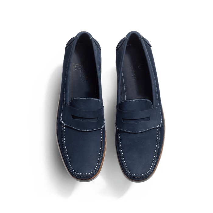 J.m. Weston Mocassin DoubleVent Homme En Nubuck Déperlant Marine